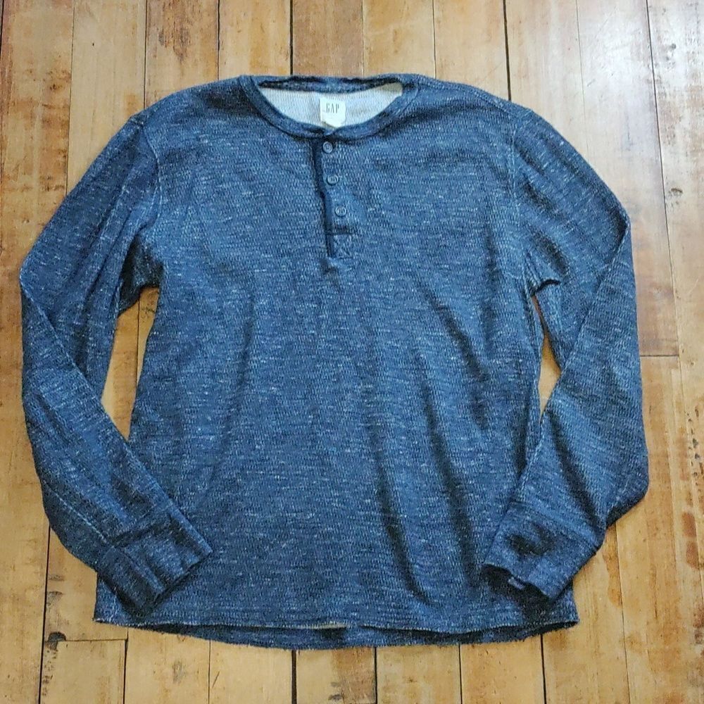 Gap shirt Mens Medium cotton long sleeve Blue Neutral raglan shirt spring